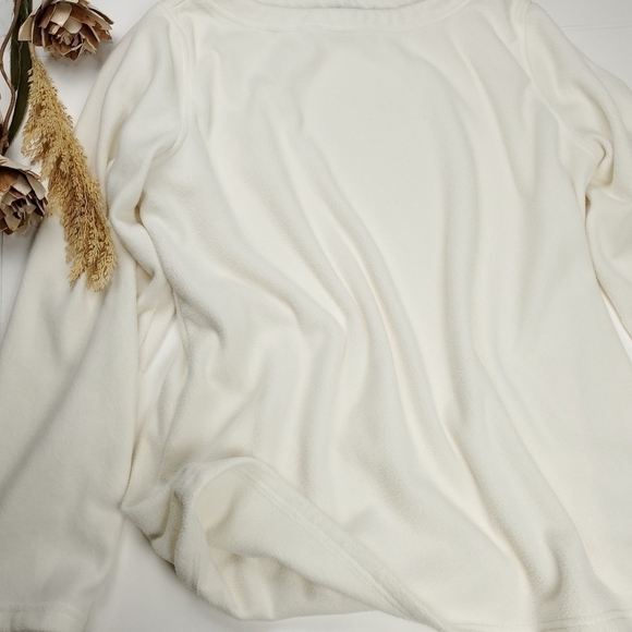 New Lands' End Cream Super Soft Fleece Pullover Sz XL / 18 - Picture 6 of 13
